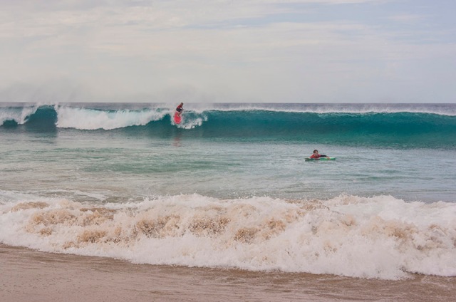 surfing on th fuerteventura waves