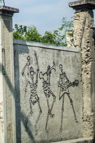 dancing skeletons graffiti